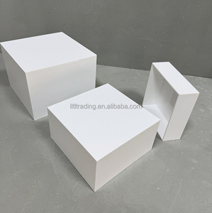 Phục Vụ Đám Cưới Trắng Vuông Thanh Lịch Hiện Đại Nhựa Acrylic PMMA Bánh Mì Món Tráng Miệng Kẹo Tự Chọn Risers Và Đứng <span class=keywords><strong>Cube</strong></span> Thiết Lập Đơn Vị - Product Image 5