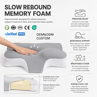 Oreiller ergonomique en mousse à mémoire de forme à rebond lent et rafraîchissant, soutien cervical orthopédique, housse amovible et lavable en tricot, pour un sommeil profond et un soutien du cou en voyage