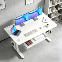 Scrivania Ergonomica Manuale Regolabile in Altezza, Design Moderno, Struttura in Legno, Include Cassetto Portaoggetti e Gestione Cavi - Senza Elettricità