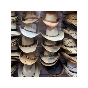 Sombrero Vaquero Estilo Texas Hecho a Mano, Sombrero Vaquero Occidental de Paja para Hombre, Estilo Vintage - Product Image 1