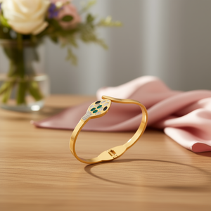 Brazalete de Acero Inoxidable en Forma de Serpiente, Chapado en Oro, con Cristales de Estrás, Unisex, a la Moda - Product Image 2