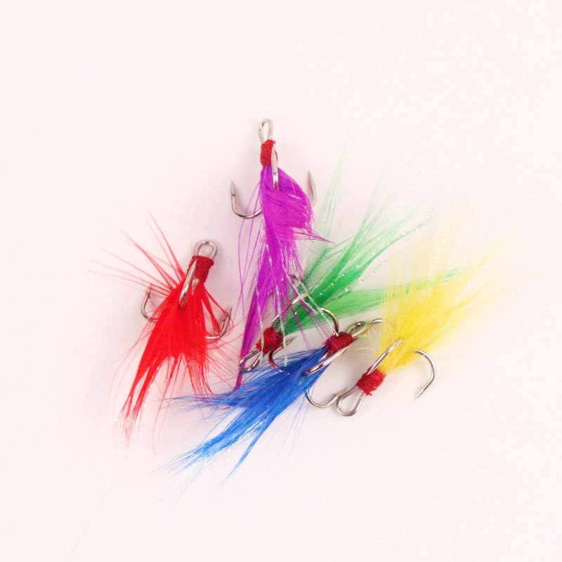 colored hooks for fishing Round Bend Treble Feathered, 50pcs Dressed Flash Teaser Treble Hooks Triple Barbed Hooks Kit Fishing Lure Baits Tackle : Sports & Outdoors packaged in a 2PK Treble Round Bend - Gamakatsu