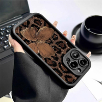 Coque de téléphone portable antichoc en TPU avec motif léopard marron et papillon, style objectif d'appareil photo, pour iPhone 12 13 14 15 16 17 18 Pro Max