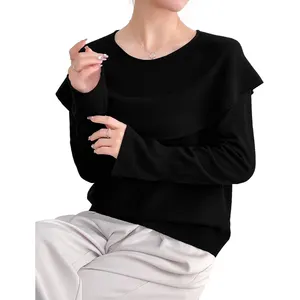 Sweater kustom kualitas tinggi sweater wol Atasan Wanita Semua cocok di dalam cocok di luar memakai elegan rasa sweater kustom