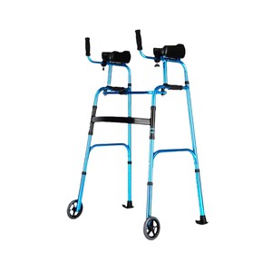 Ome Telescopic <b>Walker</b> With Wheels And Seat Aluminum Alloy Adjustable Height For <b>Elderly</b> Mobility Aid - Product Image 2