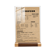 Présentoir de table en bois transparent en acrylique écologique pour cartes A4/A5, affichage double face pour menus, panneau de bureau
