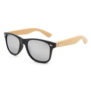Atacado Moda Design Logotipo Personalizado Unisex Retro Mirror Bamboo Wooden Sunglasses
