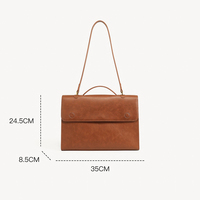 Sac à bandoulière en cuir pour tablette et ordinateur portable, sacoche messager, fermeture à rabat, bouton-pression magnétique, quincaillerie dorée, marron, pour voyage