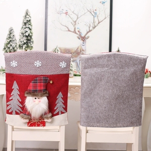 Housse de chaise de Noël Père Noël en éponge 3D, housse de siège en peluche pour la décoration de la cuisine, de la salle à manger, de la table et des chaises - Product Image 3