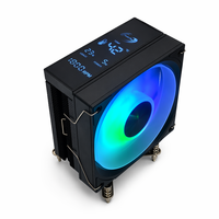Refroidisseur d'air pour CPU CO-B1SX-09W avec affichage numérique, 4 caloducs, ventilateur ARGB PWM, hub à motif CD pour PC de jeu Intel LGA 1700 1851 AMD AM5 AM4