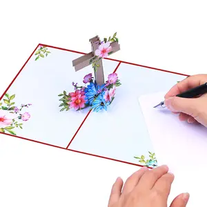 Einzigartige 3d-Kreuz-Schmetterling-Oster-Grußkarte handgefertigte Papierschnitzerei Schmetterling-Flug-Pop-Up-Karten