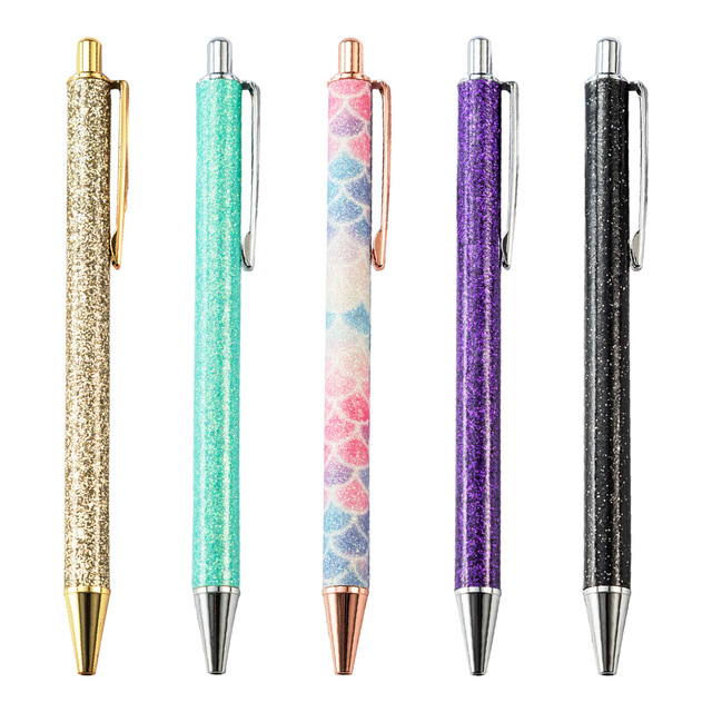 Hot Sell Roller Ballpoint Pen Rhinestone Luxury Cute Wedding Rose Gold Metal Stationery School Office Supply Spinning