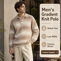 Pull en maille dégradé personnalisé pour homme, toucher mohair brossé, rayé, manches longues, style Old Money, coupe ajustée, tricoté