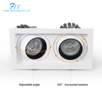 Carré Dimmable COB LED Encastré Downlights 8W 10W 15W Double Tête Plafond Spots Éclairage Intérieur Grille Lumières