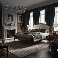 Cama de Lujo EKAR Buckingham Serenity |   Mueble de Madera de Burl Estilo Inglés con Estructura Tapizada |