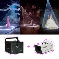 Discothèque de mariage 12W DMX pleine couleur RVB Animation lumière laser + télécommande Machine à neige