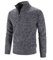 Pull Homme en Maille Couleur Unie, Col Roulé Zippé, Manches Longues, Collection Automne Hiver, Vêtement d'Extérieur