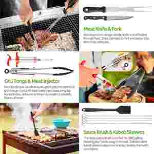 Kit de Accesorios para Plancha, 38 Piezas, Acero Inoxidable, Resistentes al Calor, Mango Largo, Antiadherentes, Juego de Palitos para Parrilla de Gas - Product Image 4