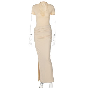 Nuovo Abito Lungo da Donna 2026 alla Moda con Scollo a V e Vestibilità Aderente, Sexy ed Elegante, Tinta Unita, per l'Estate - Modello 3530 - Product Image 6