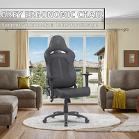 Chaise de jeu ergonomique de haute qualité en cuir gris foncé GuanFu, tissu doux, système de soutien lombaire, accoudoirs pliables et réglables