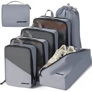 スーツケース用Oemファクトリートラベルパッキングキューブ7セットトラベルラゲッジオーガナイザー圧縮パッキングキューブ