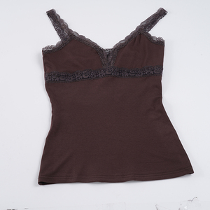 Camisola Sexy de Verano para Mujer, Estilo Y2K, con Encaje y Parches, Corte Ajustado, Venta al Por Mayor - Product Image 6