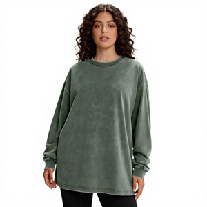 Sweat-shirt unisexe surdimensionné 100% coton, couleur unie, col rond, manches régulières, respirant, séchage rapide, tricoté, vêtements d'hiver - Product Image 2