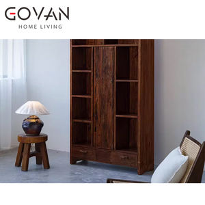 Estantería de Madera Maciza Antigua Estilo Wabi Sabi, Mueble Ecológico y Duradero para Interiores, Sala de Estar o Bar en Casa - Product Image 6