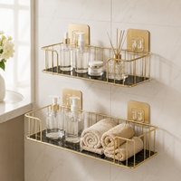 Étagère murale sans perçage en métal avec panneau UV pour salle de bain, cuisine et rangement domestique