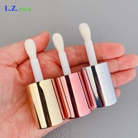 Lot de 100 tubes d'emballage pour huile à lèvres LZ de 6 ml et 6,5 ml, avec logo personnalisé, applicateur à brosse épaisse et grand pinceau, tubes de brillant à lèvres de luxe avec applicateur