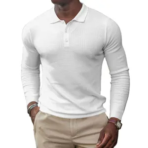 Custom High Quality 100% Pique cotton Muscle Polo Tee Stretch Long Sleeve Workout Tee Casual Men Slim Fit Polo Shirt