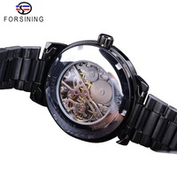 Montres mécaniques pour hommes Forsining, gravure creuse, entièrement noires, design lumineux, acier inoxydable, marque haut de gamme, luxe