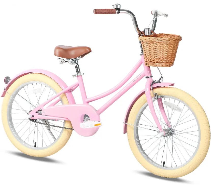 Kids Girls Pink Bike with Basket for 2 to 7 Years Old children / 12 14 16 Inch baby girl cycle with Bell and Training Wheels