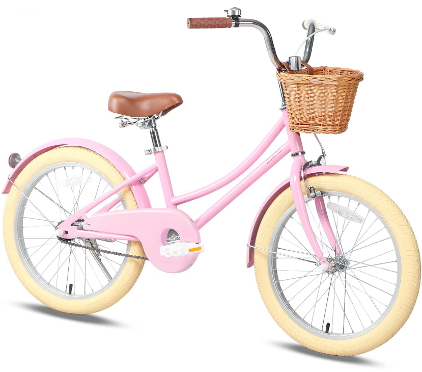 Kids Girls Pink Bike with Basket for 2 to 7 Years Old children / 12 14 16 Inch baby girl cycle with Bell and Training Wheels