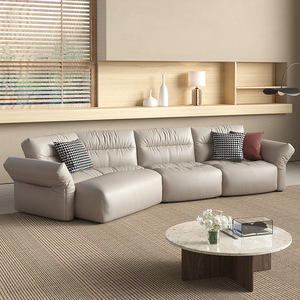 Canapé d'angle irrégulier en cuir véritable pleine fleur, style minimaliste italien, pour toutes les maisons - Product Image 2