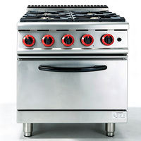 Yacook Équipement de restauration professionnel, cuisinière à gaz en acier inoxydable à 4 brûleurs avec four à gaz, 20800W, garantie 1 an