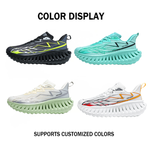 Chaussures de course unisexes respirantes en mesh, semelle ondulée en TPU moulée par vibration avec fibre de carbone, chaussures de sport souples en EVA pour augmenter la taille - Product Image 2