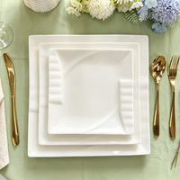 Assiette en céramique blanche unie, sans danger pour les aliments, en porcelaine, passe au lave-vaisselle, passe au micro-ondes, pour la restauration et l'usage domestique