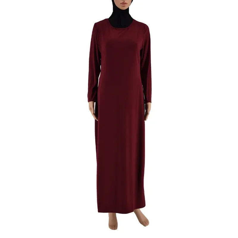 Gaun Maxi Panjang Polos Poliester Muslim Dubai Gaya Terlaris Gaun Abaya Wanita