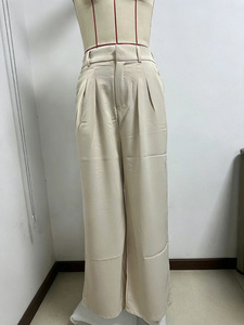 Pantaloni da <span class=keywords><strong>Donna</strong></span> su Misura Stile Americano, Casual da Ufficio, a Vita Alta, Gamba Larga, Plissettati, Eleganti per Business - Product Image 4