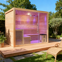 Ruang Sauna Uap Kayu Hemlock Modern Mewah untuk 4-6 Orang dengan Kompor dan Batu Budaya untuk Penggunaan di Villa