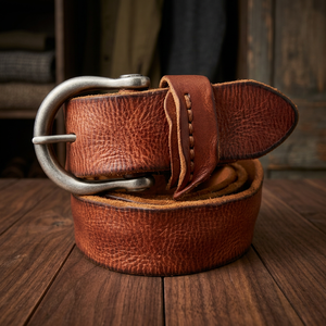 Ceinture en cuir de vachette robuste et écologique pour homme BS International, avec boucle carrée à ardillon en acier, longueur personnalisable, imperméable et solide - Product Image 5