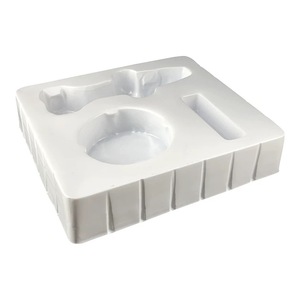 Bandeja interior de plástico PVC personalizada, color blanco lechoso, con patrón de rejilla termoformada al vacío para embalaje de transporte - Product Image 1