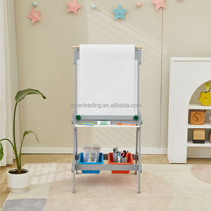 Chevalet pour enfants double face en bois, jouet de dessin pour enfants avec deux bacs de rangement - Product Image 1