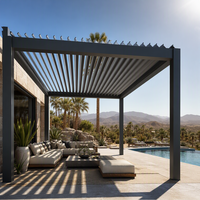 Pergola bioclimatique moderne en aluminium à lames orientables, résistante au vent, pour l'extérieur, série E, motorisée, gazebo de jardin, imperméable, écologique