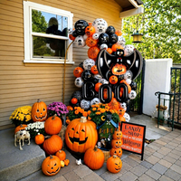 Décorations de fête sur le thème de la Sainte-Guerrière d'Halloween : Guirlande de fanions et ensemble de ballons en latex aux motifs fantôme, crâne, citrouille et chauve-souris