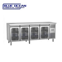Comptoir de bar à température unique porte en verre réfrigérateur congélateur équipement de restaurant commercial en acier inoxydable pour vente en gros