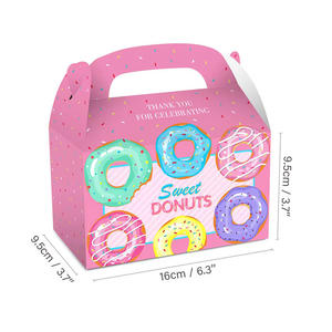 定制印刷面包店甜甜圈带走纸盒，甜甜圈包装盒带手柄食品蛋糕包装刚性盒LX <span class=keywords><strong>100</strong></span>件 - Product Image 2
