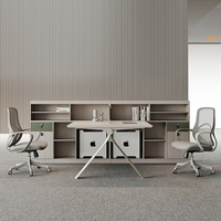 Postes de travail ergonomiques modernes avec bureau et rangement intégré pour équipe – Solutions de mobilier de bureau commercial tout-en-un