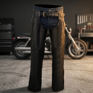 Guêtres complètes en cuir véritable pour moto, protection intégrale des jambes de qualité supérieure pour l'équitation, style western cowboy, fermeture éclair, robustes - Product Image 2